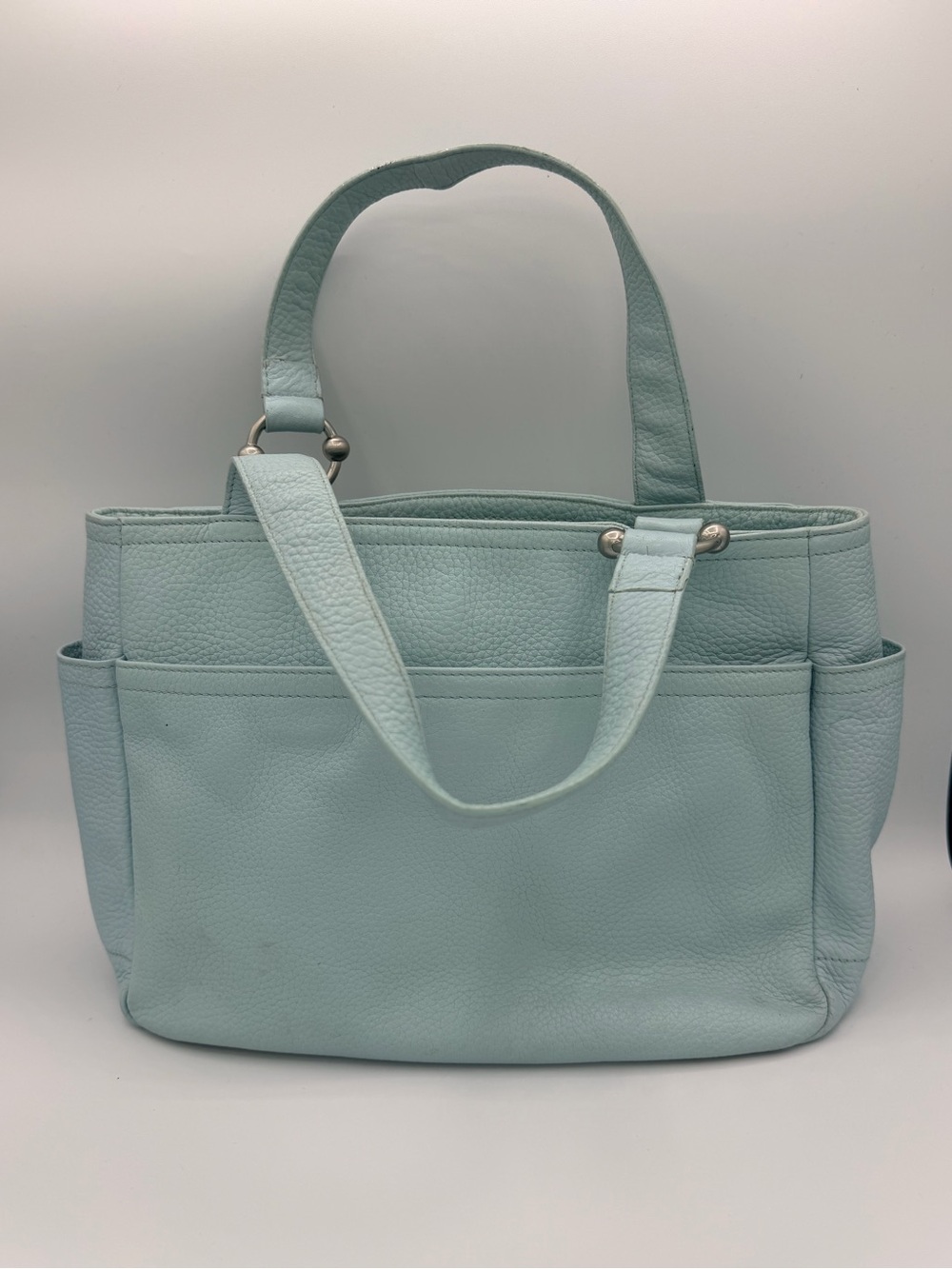 Furla Pebbled Leather Tote in Light Blue